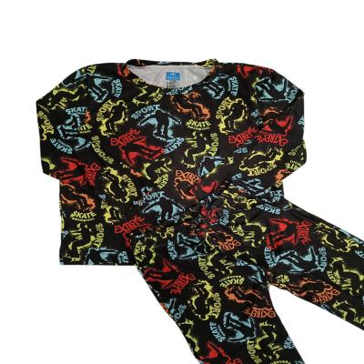 Pijama Verano Skate Negro Junior Manga Larga